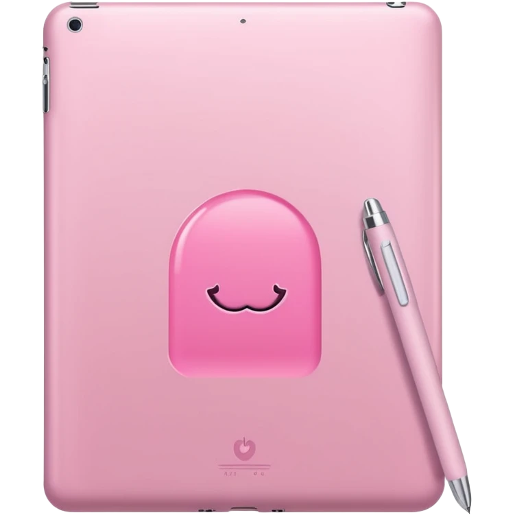 soft pink ipad with white pen emoji