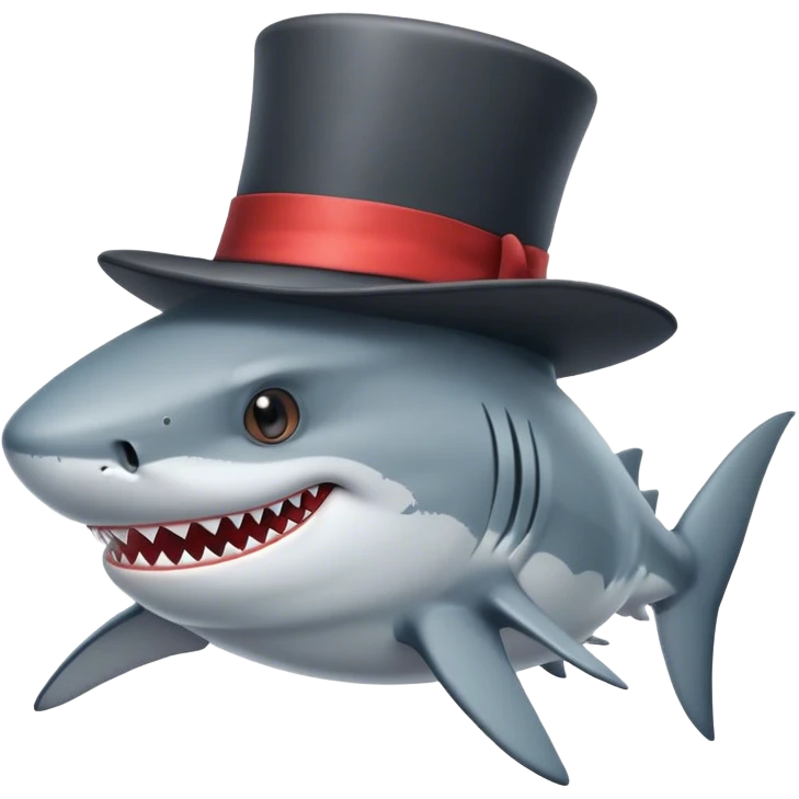 Shark with a top hat emoji