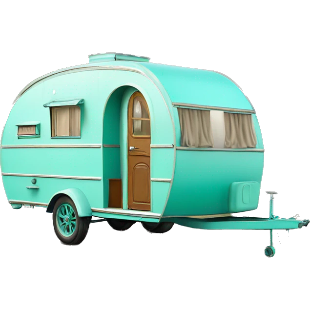Realistic tiffany blue vintage round gypsy caravan wagon camper emoji