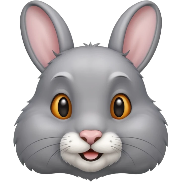 Head of a grey rabbit, smilling
 emoji