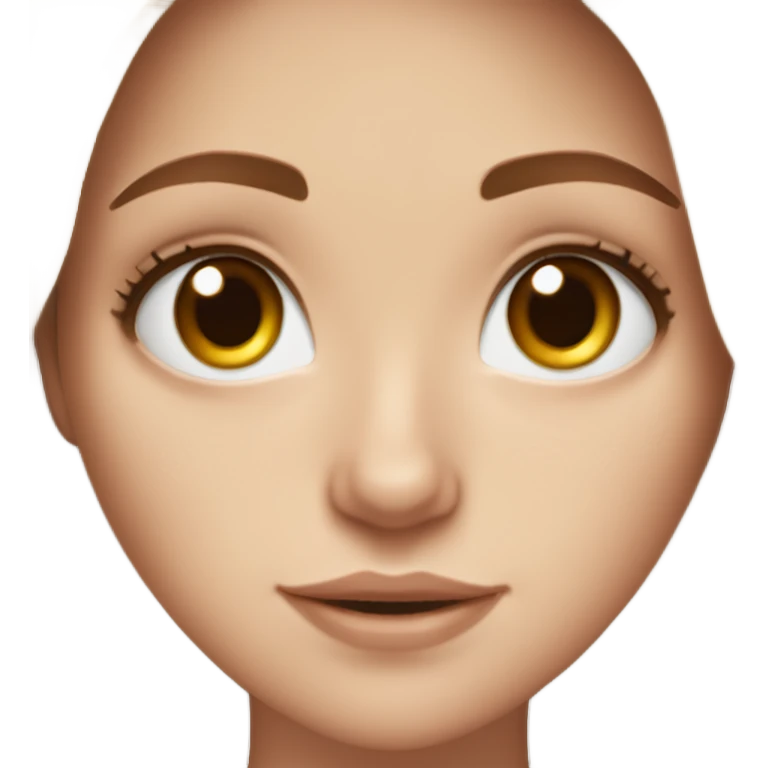 White girl with hazel coloured eyes and long brown hair. Freckles on her face emoji