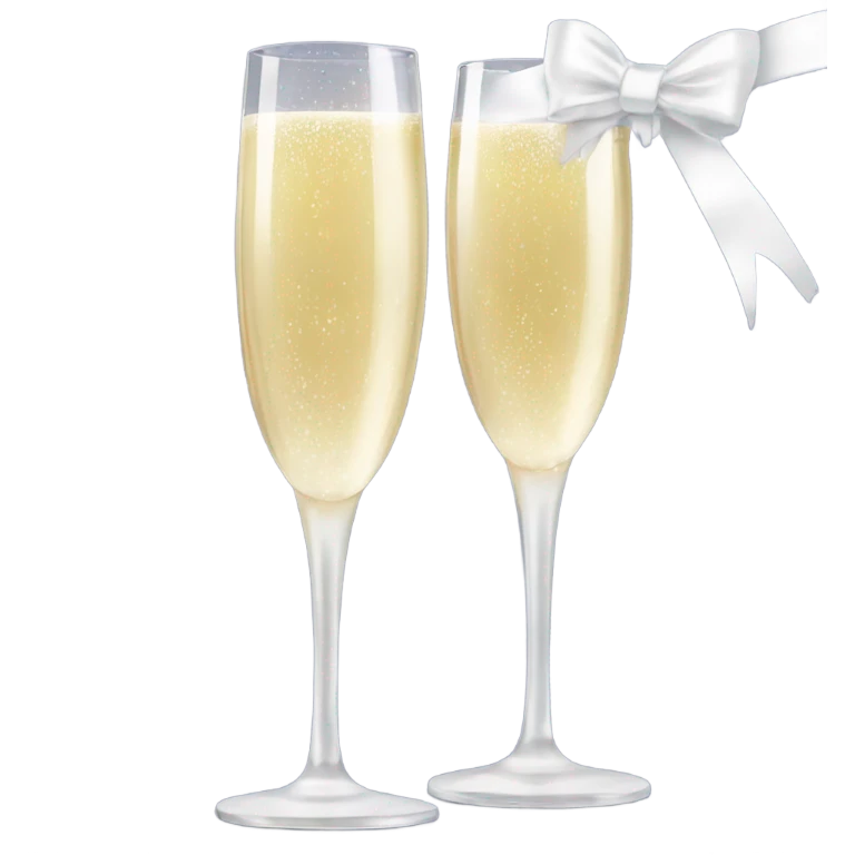 2 sparkling champagne glasses with white bridal bow emoji