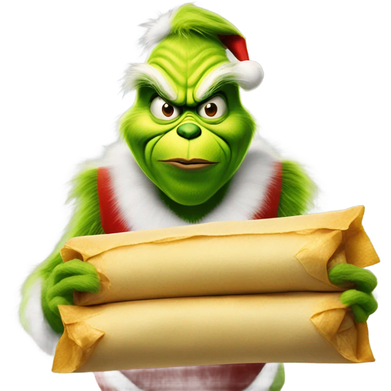 The grinch holding tamales  emoji
