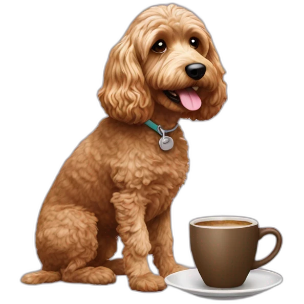 Cockapoo making coffee emoji