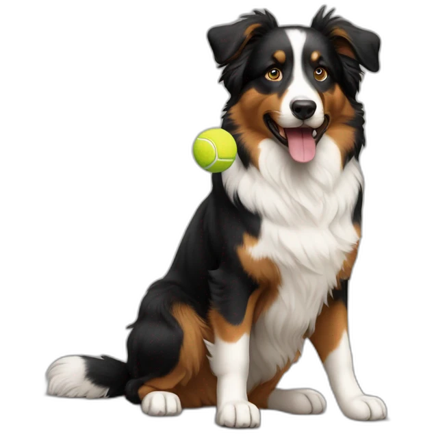 australian sheperd with tennis ball emoji