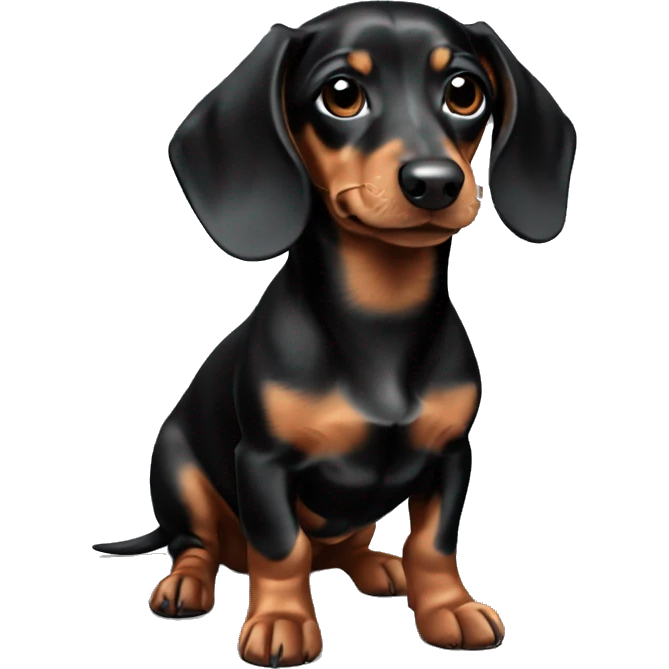 Puppy Dachshund colored black brown and white  emoji