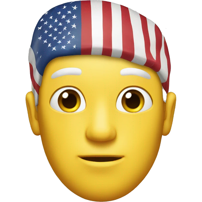 the head of a man with yellow skin and hair the color of the American flag emoji