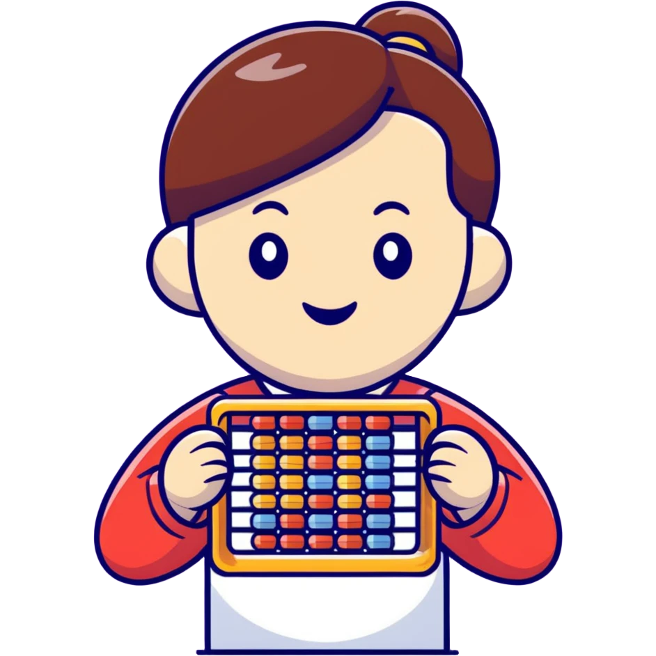 cheerful Chinese math teacher holding abacus emoji