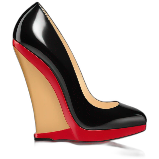 WEDGE heel LOUBOUTIN black leather PATENT emoji