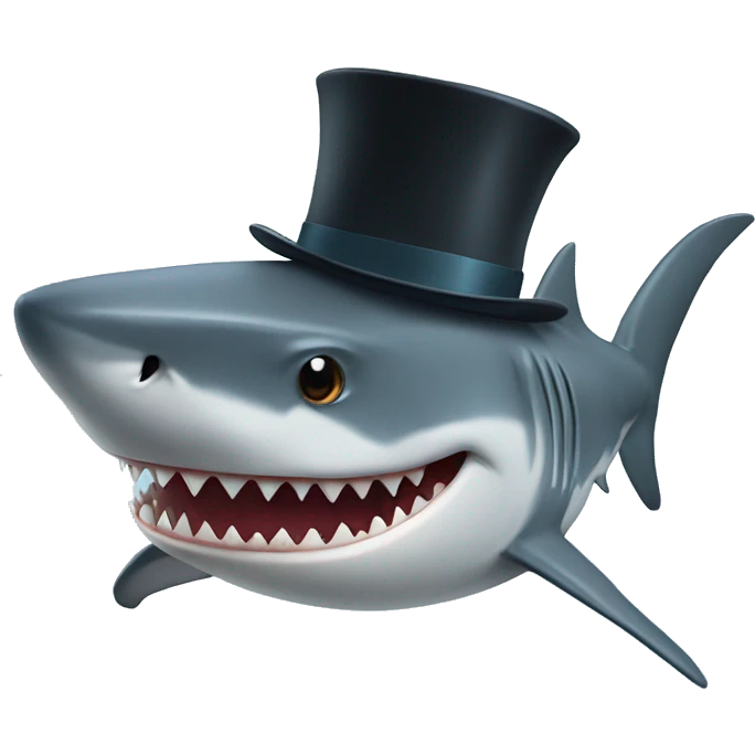 Shark with a top hat emoji
