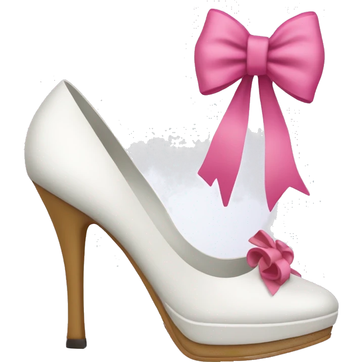 white chunky high heel with a pink bow emoji