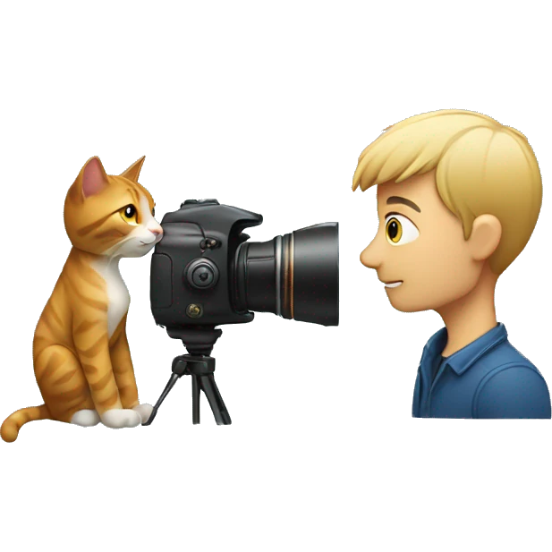 Man photographing cat in profile emoji