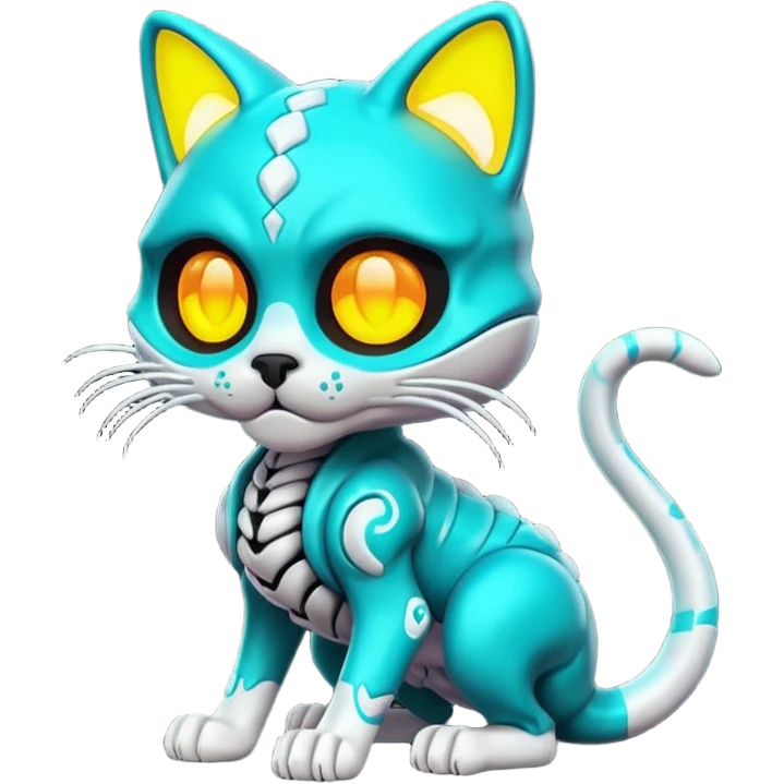 Catty Neon Snaky Protogen-Skull-cat (full body) emoji