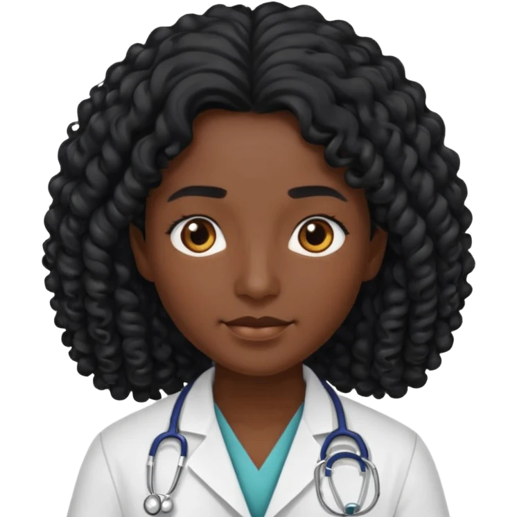 Doctor with long curly black hair, skin a bit darker emoji