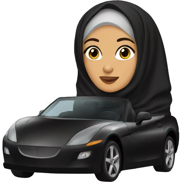 Hijabi wearing abaya driving emoji