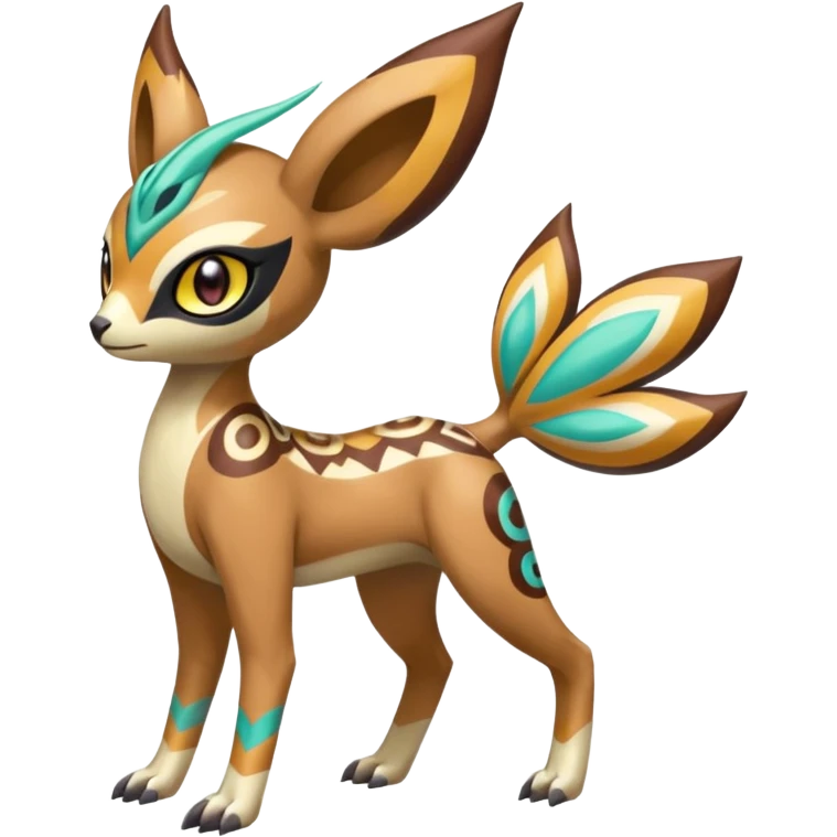 Tribal Colorful Exotic Fionbri-Falvie-Vernid-Meloetta-Pokémon-Fakémon-Digimon-Spectrobe-hybrid-fusion, full body emoji