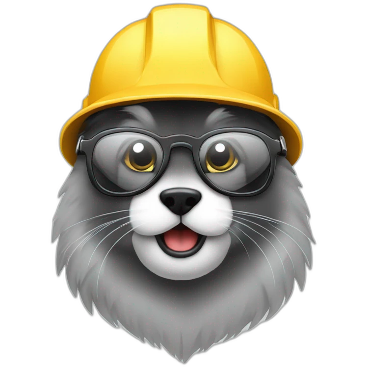 Ardilla con gafas y casco de ingeniero emoji
