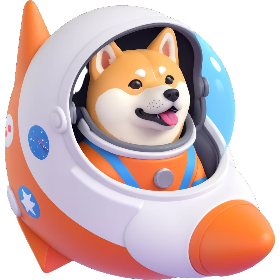 shiba inu in rocket emoji