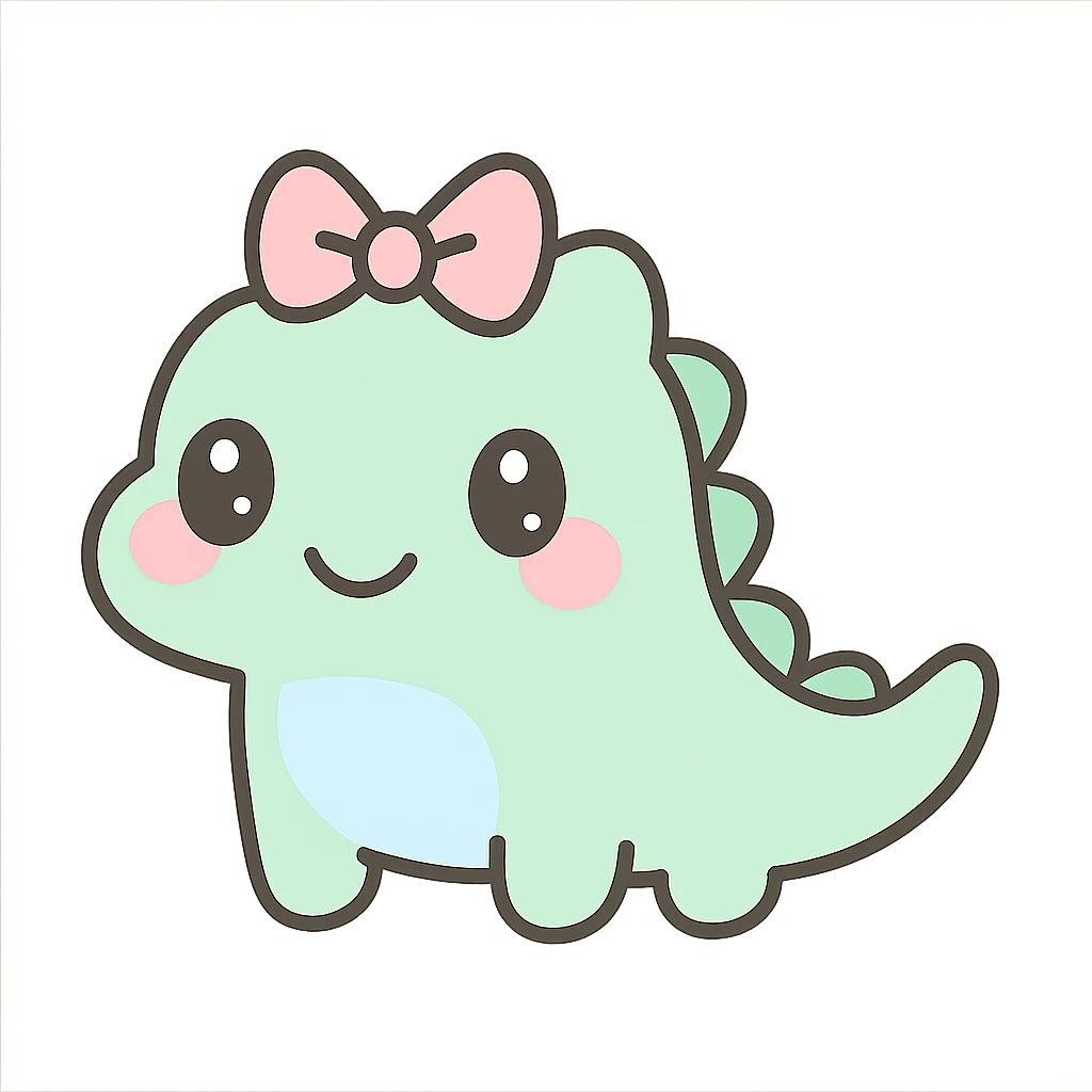 kawaii style crocodile with a pink ribbon emoji