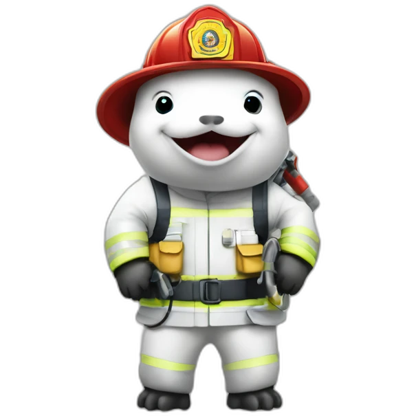 Beluga sturgeon as a fire fighter supporting union rights emoji