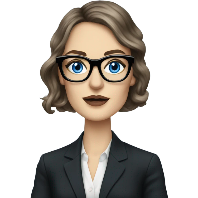Photo of elegant Keira Knightly wearing black glasses and blue eyes on cellphone  emoji