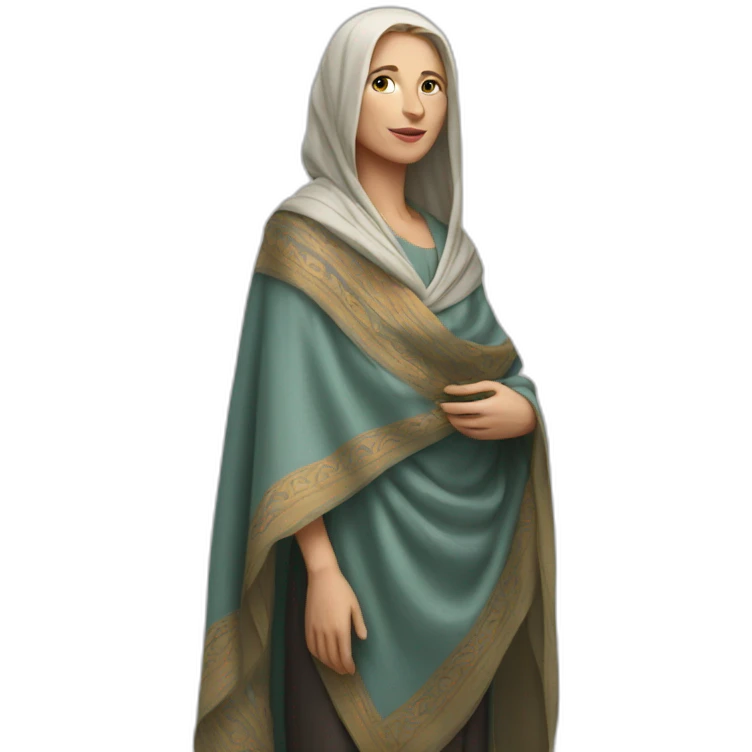 a white woman in a shawl in full growth emoji