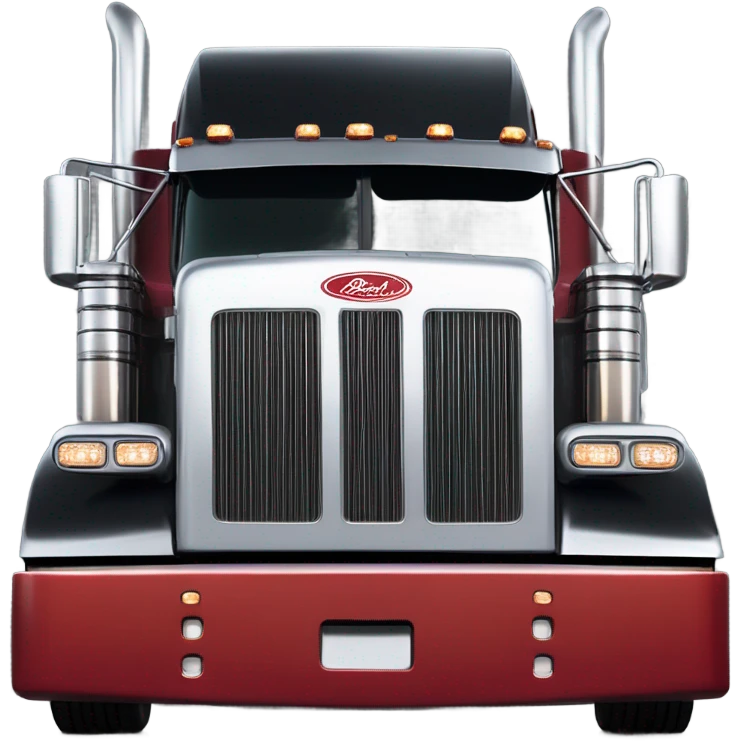 Peterbilt 389 black with red frame with flat top and slash cut exhaust stacks and dual rear tires and flat bumper emoji