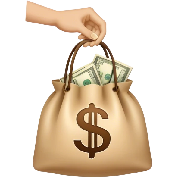 one hand holding a bag of money emoji