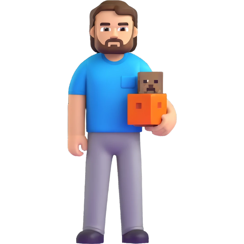 Minecraft character of Jack Black wearing a blue t-shirt emoji