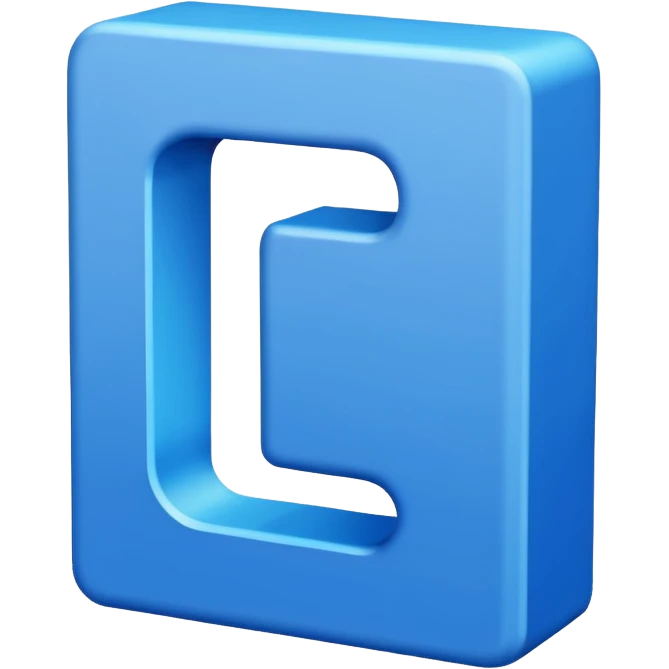 capital letter "L" printed in blue color square shape in center emoji
