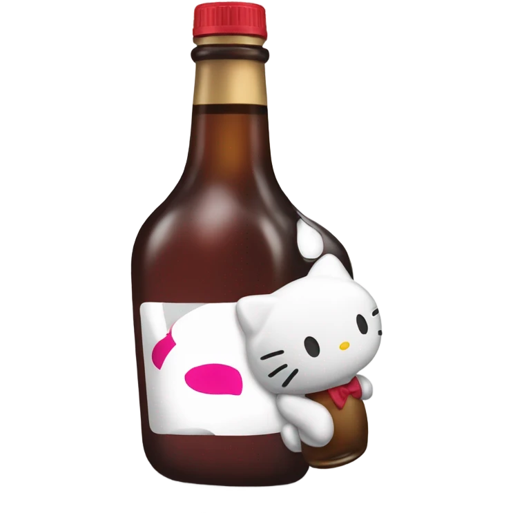 Hello kitty crying tears sad holding Hennessy bottle😭  emoji