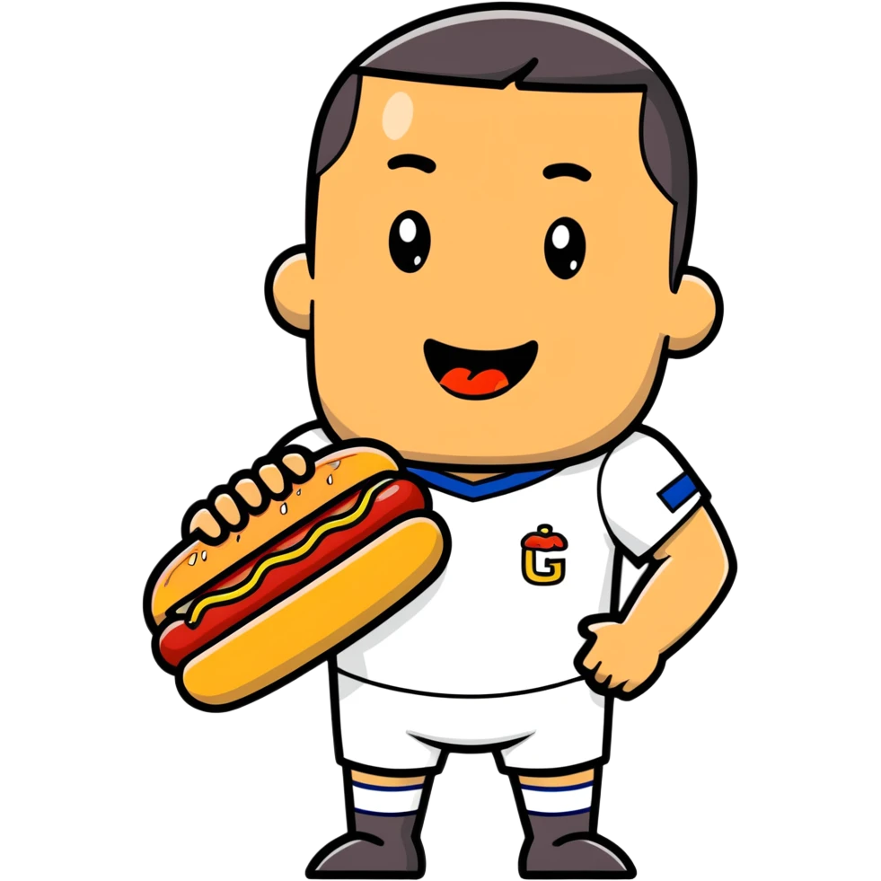 Ronaldo with hotdog in his mouth emoji
