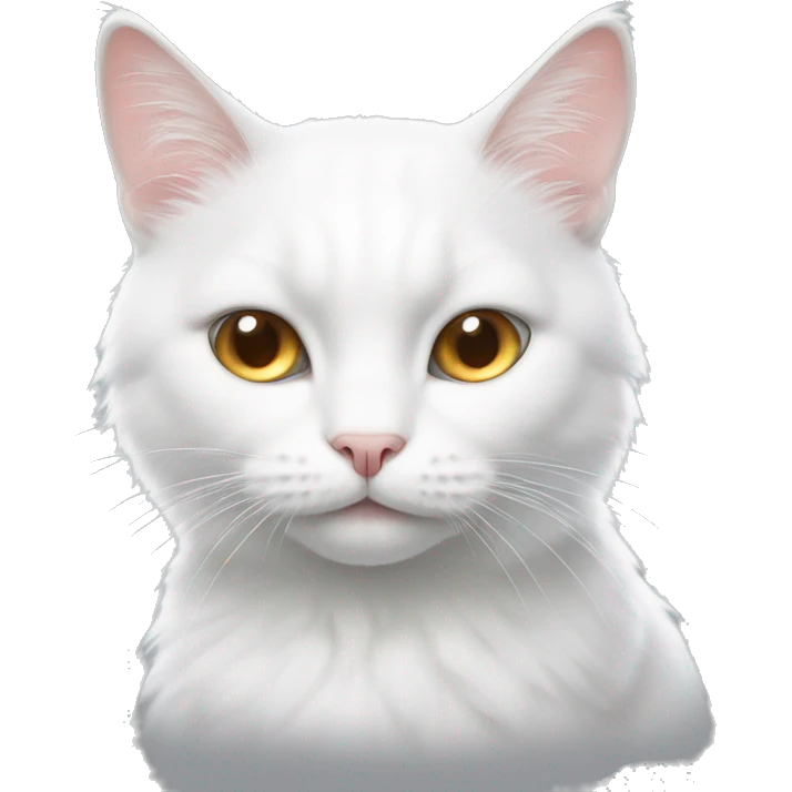 white cat with fur and heterochromic eyes emoji