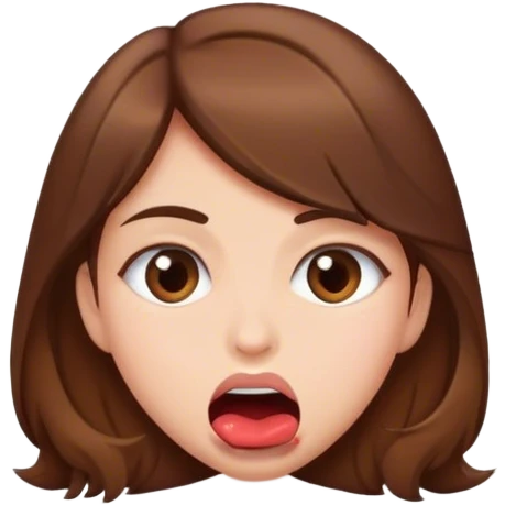 Girl with brown hair bitting bottom lip emoji