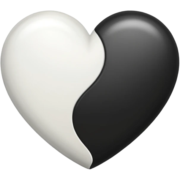 half black half white heart emoji emoji