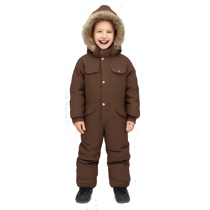 Kids winter overall brown  emoji
