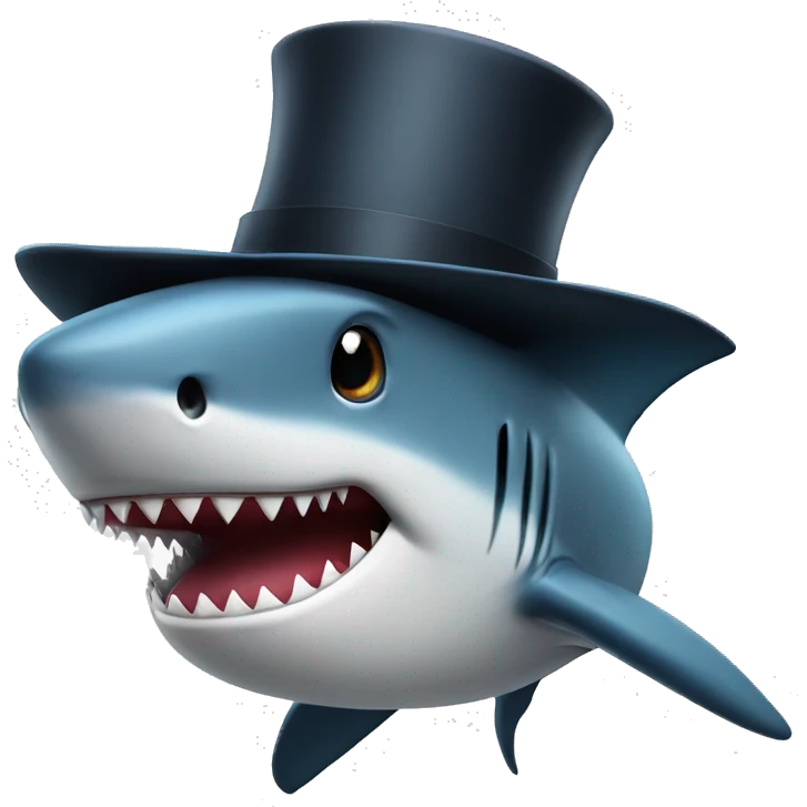Shark with a top hat emoji