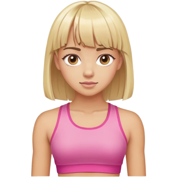 chica con un top rosa de gimnasio y pelo rubio con flequillo emoji