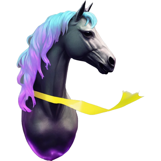 .Zombie_ Vaporwave black holographic oilslick zombie unicorn yellow caution tape graffiti Pegasus  emoji