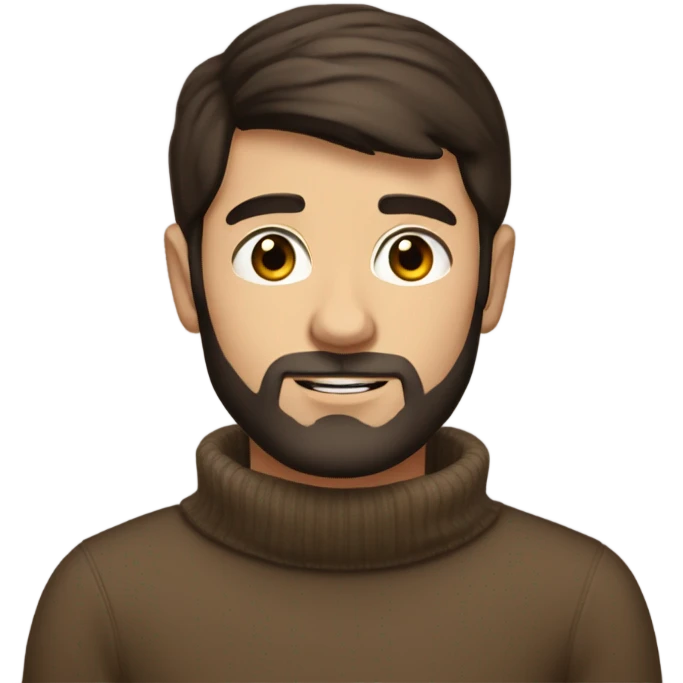 Straight hair Dark brown beard dark brown hair white Young boy in turtleneck sweater emoji