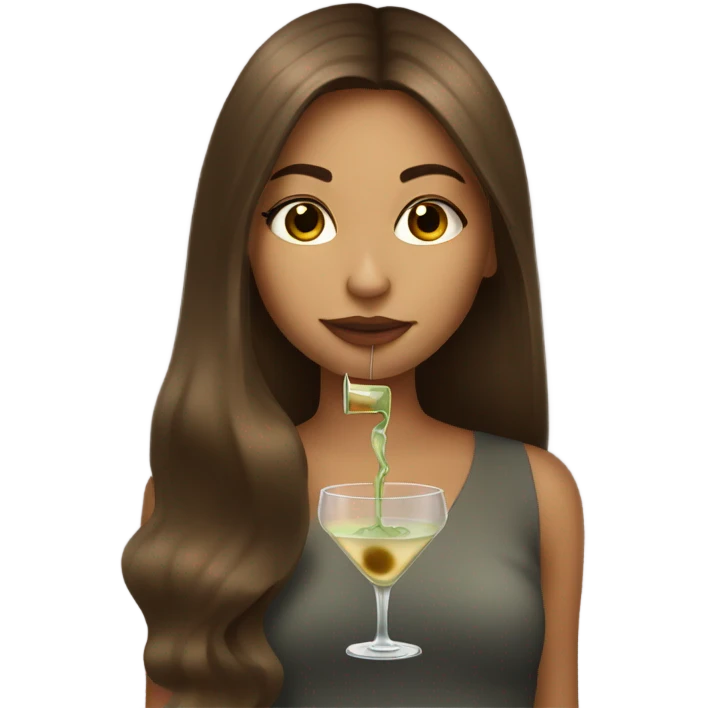 Long brown hair girl drinking a dirty martini emoji