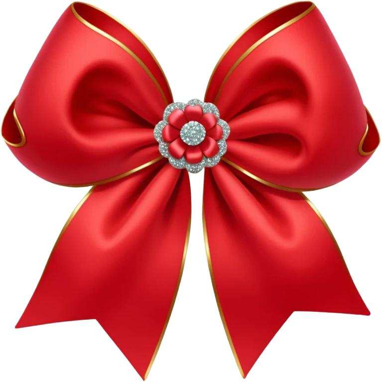 red flower bow with glitter emoji