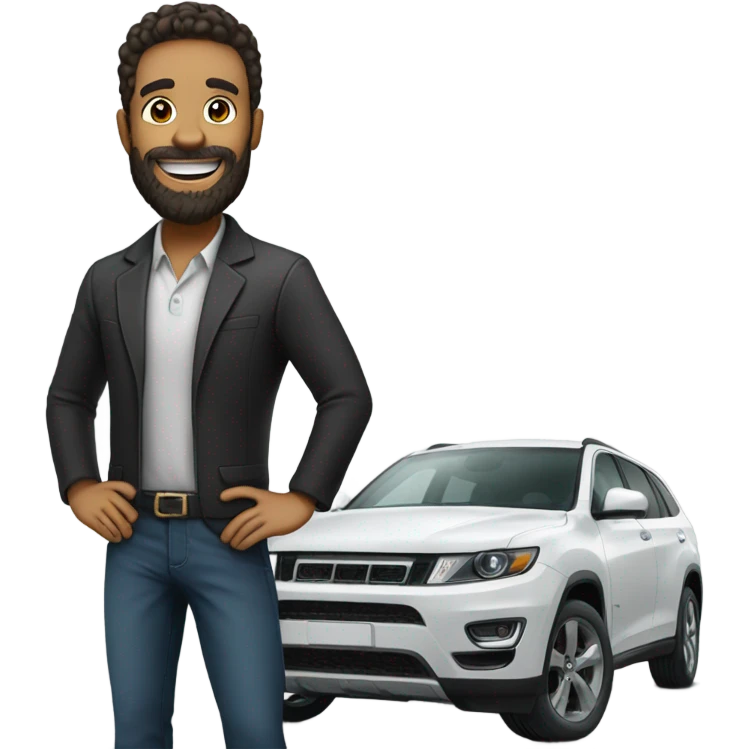 bearded portrait of a man selling a car  emoji