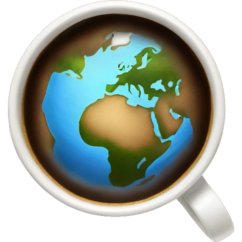 this same excat cup of coffe filed entirely withthe earth. it's content "the earth" shows. emoji