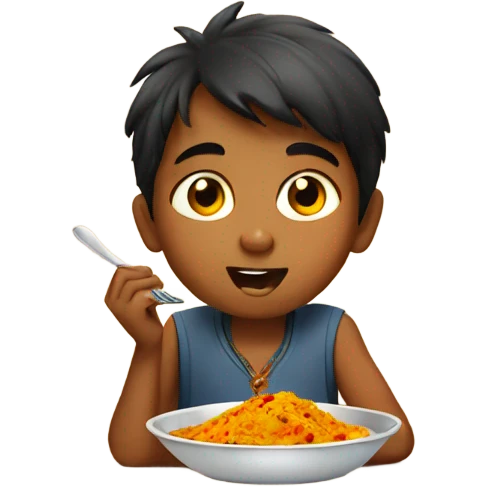 Indian kid eating curry emoji