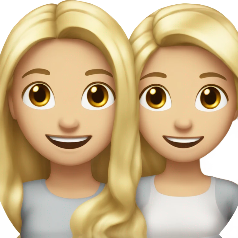 Real happy Brunette hair friend and a blonde hair friend  emoji