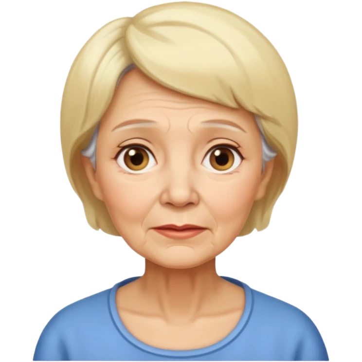 An old woman with short blonde hair going to her chin ￼ emoji