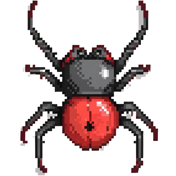 black widow spider with red hourglass emoji