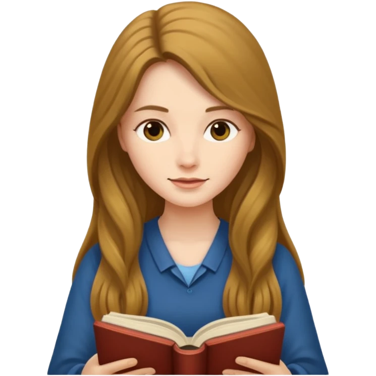 long haired women with book emoji