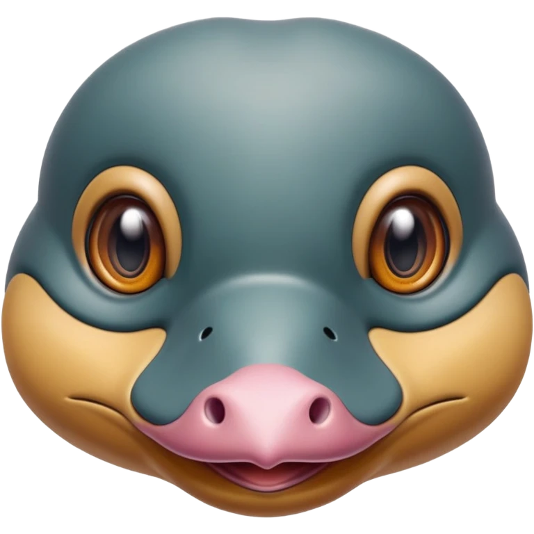 cute close-up of platypus face, zoom in on duck bill and eyes, anatomically accurate but adorable, detailed features, proper coloration, natural expression emoji